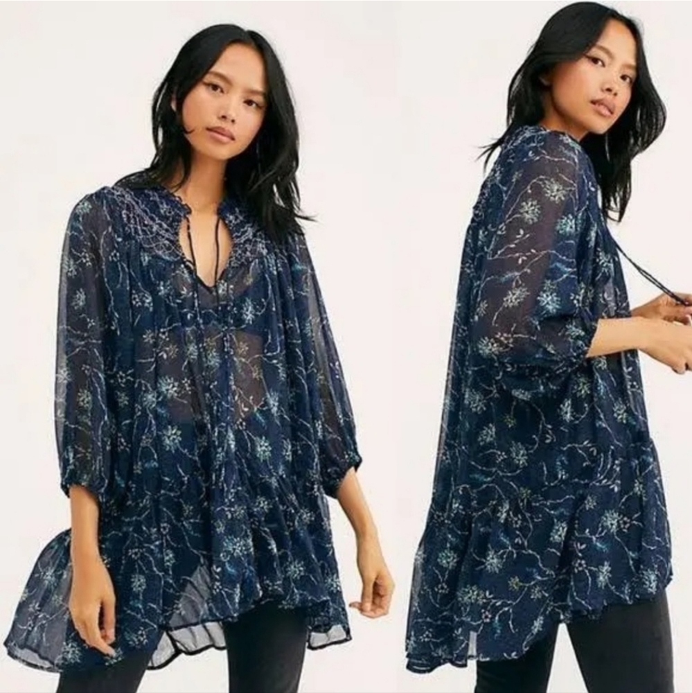 Free People Keeping Up With Cara Sheer Tunic Dress.